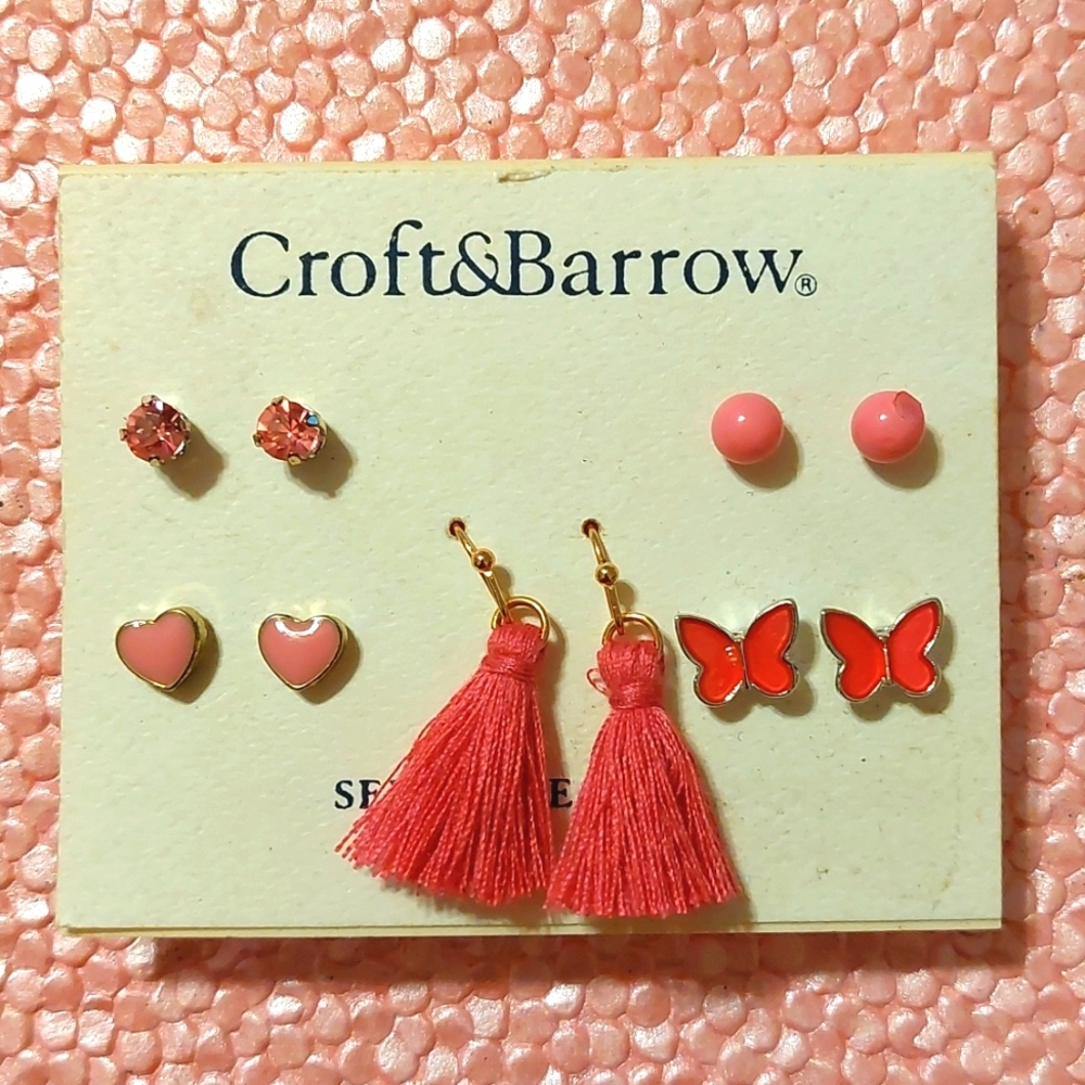 Pink Assort Drop & Stud Earring Set